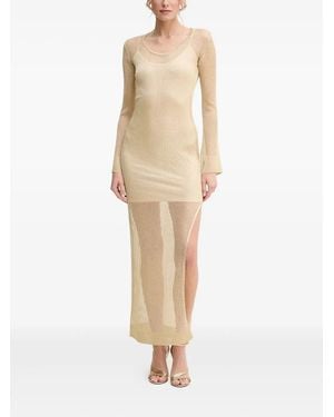 SIMONA CORSELLINI Ribbed Midi Dress - Natural