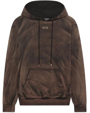 Gcds Logo-Patch Hoodie - Brown