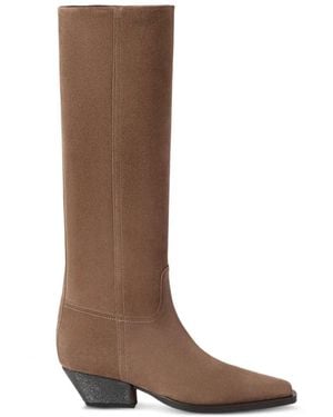 Brunello Cucinelli Wildleder-Stiefel Mit Ikonischem Absatz - Braun