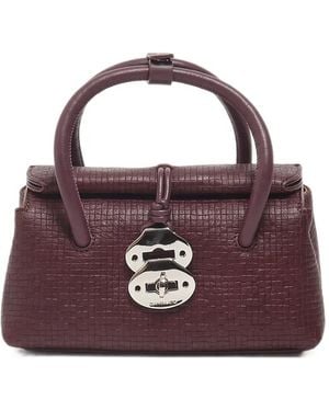 Zanellato Baby Dotta Textured Leather Tote Bag - Purple