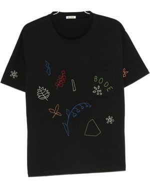 Bode Embroidered pocket T-shirt - Schwarz