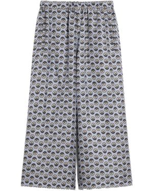 Weekend by Maxmara Silk Wide-Leg Trousers - Grey