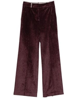 Peserico Glitter-Effect Corduroy Straight Pants - Purple
