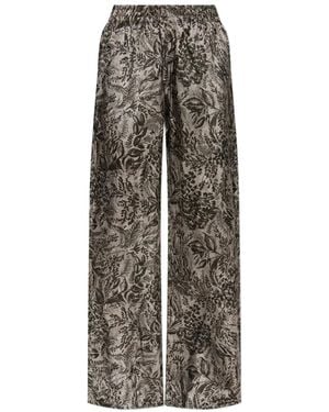 Golden Goose Floral-Print Elastic-Waist Straight Trousers - Grey