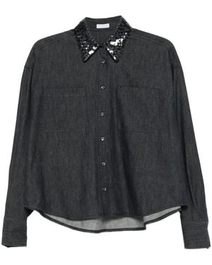 Brunello Cucinelli Sequin-Collar Shirt - Black
