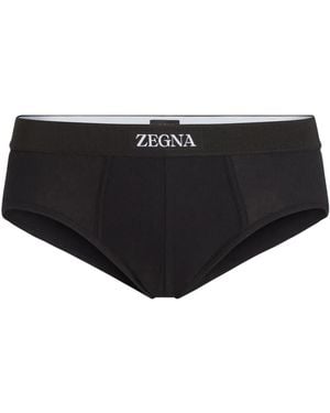 ZEGNA Logo-Waistband Briefs - Black