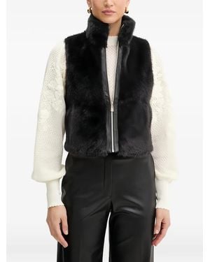 Morgan Zip Fur Jacket - Black
