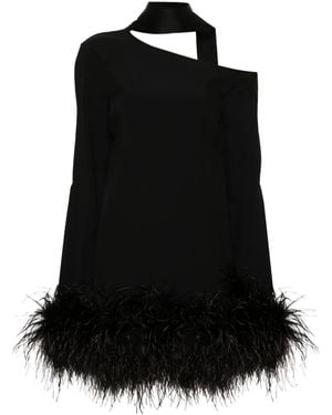 Taller Marmo Feather-Trimmer Mini Dress - Black