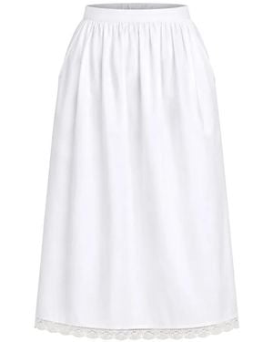 Maria McManus Lace-Trim Pleated Midi Skirt - White