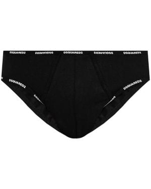 DSquared² Logo-Waistband Briefs - Black