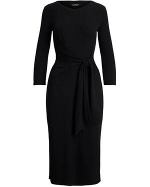 Ralph Lauren Tie-Front Rib-Knit Dress - Black