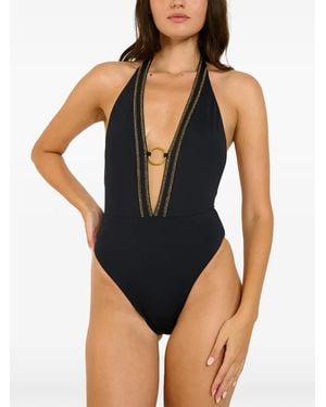 Banana Moon Neckholder-Badeanzug Mit Ringdetail - Blau