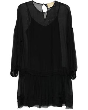 Momoní Agave Ruffled Mini Dress - Black