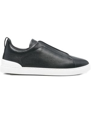 ZEGNA Triple Stitch Leather Trainers - Grey