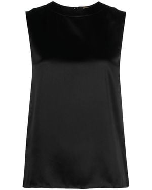 Saint Laurent Keyhole-Detail Silk Tank Top - Black