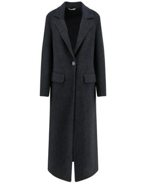 Hevò Single-Breasted Notched-Lapels Coat - Black