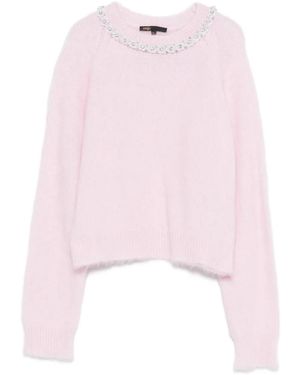 Maje Jersey Con Cuello Redondo - Rosa