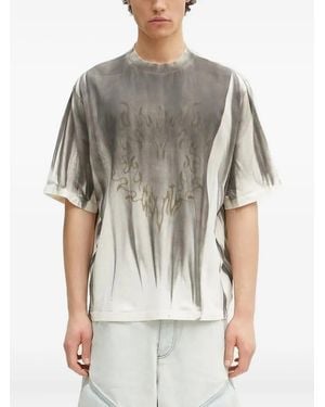 Marcelo Burlon Tie-Dye Flame-Print T-Shirt - Grey