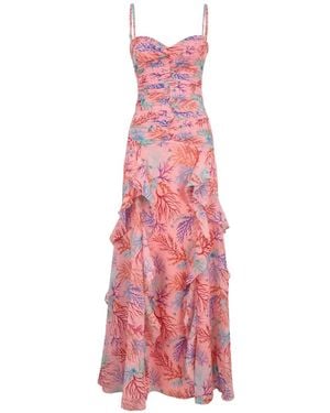 PATBO Ruffled Seaweed Gown Dress - Pink