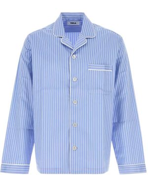 Tekla Embroidered striped shirt - Blau