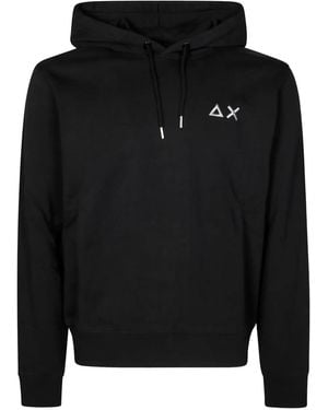 Sun 68 Logo-Embroidered Hoodie - Black