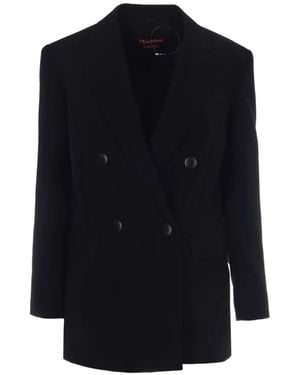 Max Mara Double-Breasted Peak-Lapel Blazer - Blue