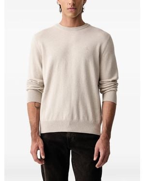 Marc O' Polo Logo-Embroidered Crew-Neck Jumper - Natural