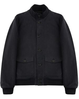 Slowear Button-Up Bomber Jacket - Blue