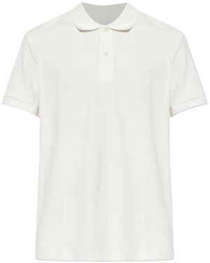 Lacoste Ribbed-Knit Logo-Patch Polo Shirt - White