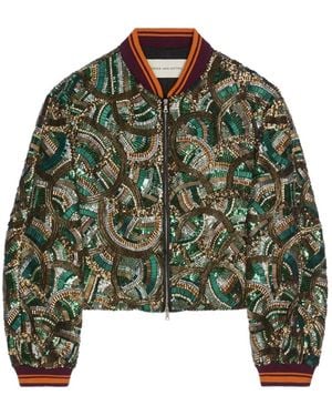 Dries Van Noten Embroidered Bomber Jacket - Green