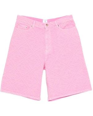 CASABLANCA Logo-Pattern Denim Shorts - Pink