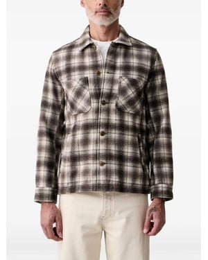 Lindbergh Check-Pattern Button-Up Jacket - Brown