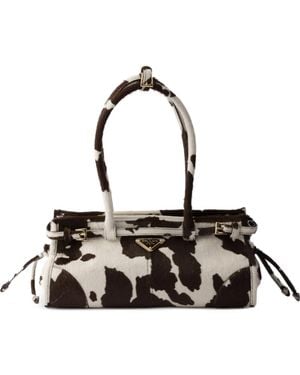 Prada Bonnie Medium Printed Leather Handbag - White