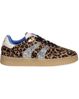 Crime London Leopard-Print Glitter-Detail Trainers - Brown