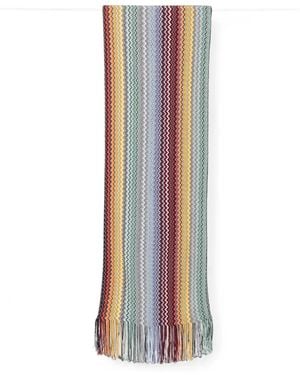 Missoni Zig-Zag-Knit Fringed Scarf - White