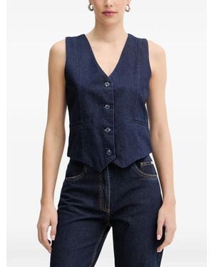 Silvian Heach Button-Up Waistcoat - Blue
