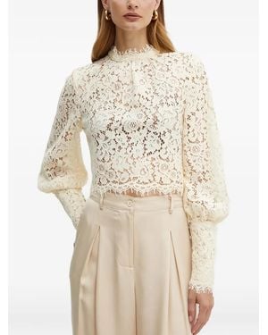 Bardot Flower-Lace Blouse - Natural