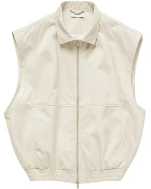1989 STUDIO Sleeveless Zip-Up Waistcoat - Natural