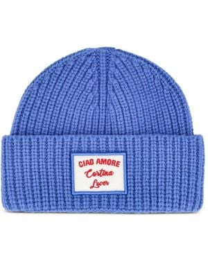 Giada Benincasa Gerippte Beanie mit Logo-Patch - Blau