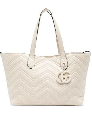Gucci Shopping Bag Gg Marmont Medium - Natural