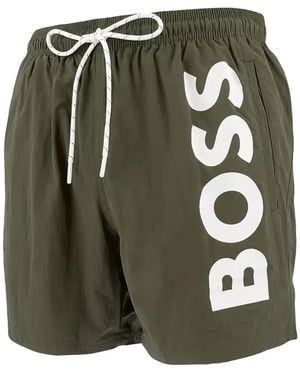 HUGO Logo-Print Swim Shorts - Green