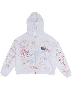 PALY Joshua Tree Scribble-Print Zip-Up Hoodie - White