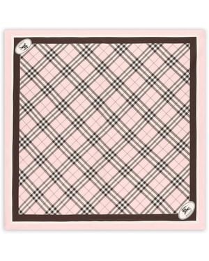 Burberry Bufanda a cuadros con logo - Rosa
