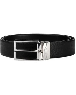 Doucal's Grained Leather Belt - Black