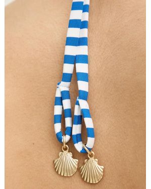 Twinset Striped-Print Bandeau Bikini Top - Blue