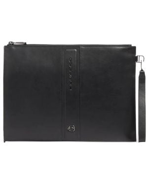 Piquadro Logo-Plaque Clutch Bag - Black