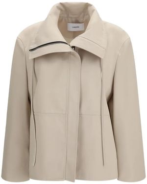 Lardini Zipped Collared Jacket - Natural