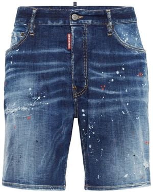 DSquared² Stretch Cotton Denim Shorts - Blue