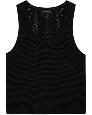Anine Bing Arie Crochet-Knit Tank Top - Black