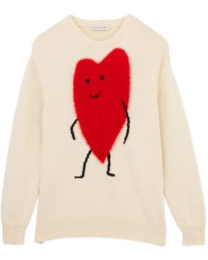 Joshua Sanders Pull En Maille Intarsia À Patch Cœur - White